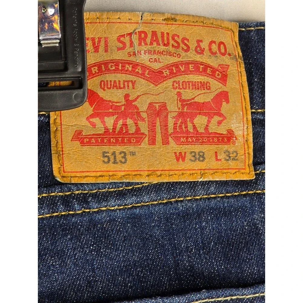 Levi's Men's Dark Wash Blue Classic Straight Leg Jeans Vintage 38x32